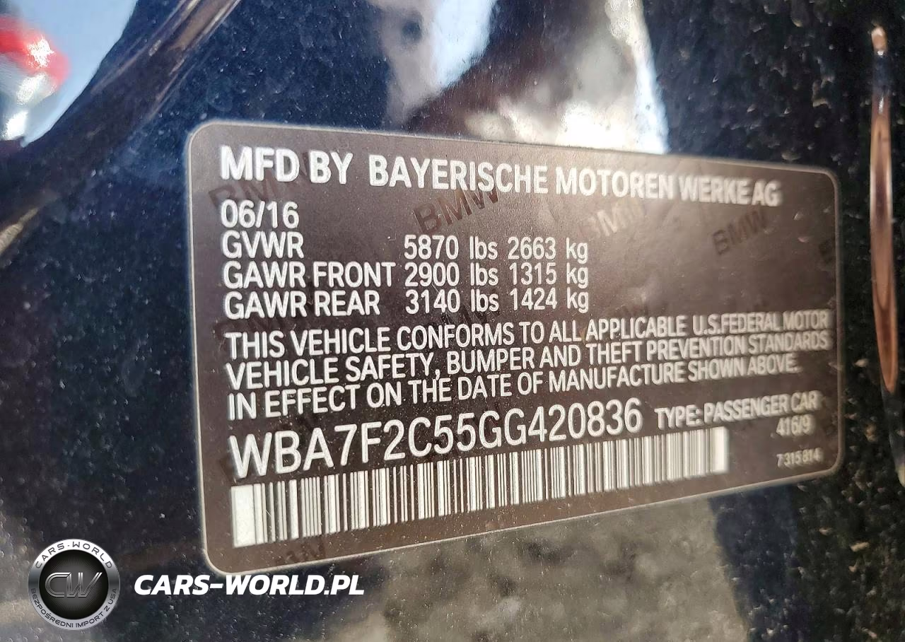 2016 BMW 750I xDrive Msport VIN:WBA7F2C55GG420836 - 12