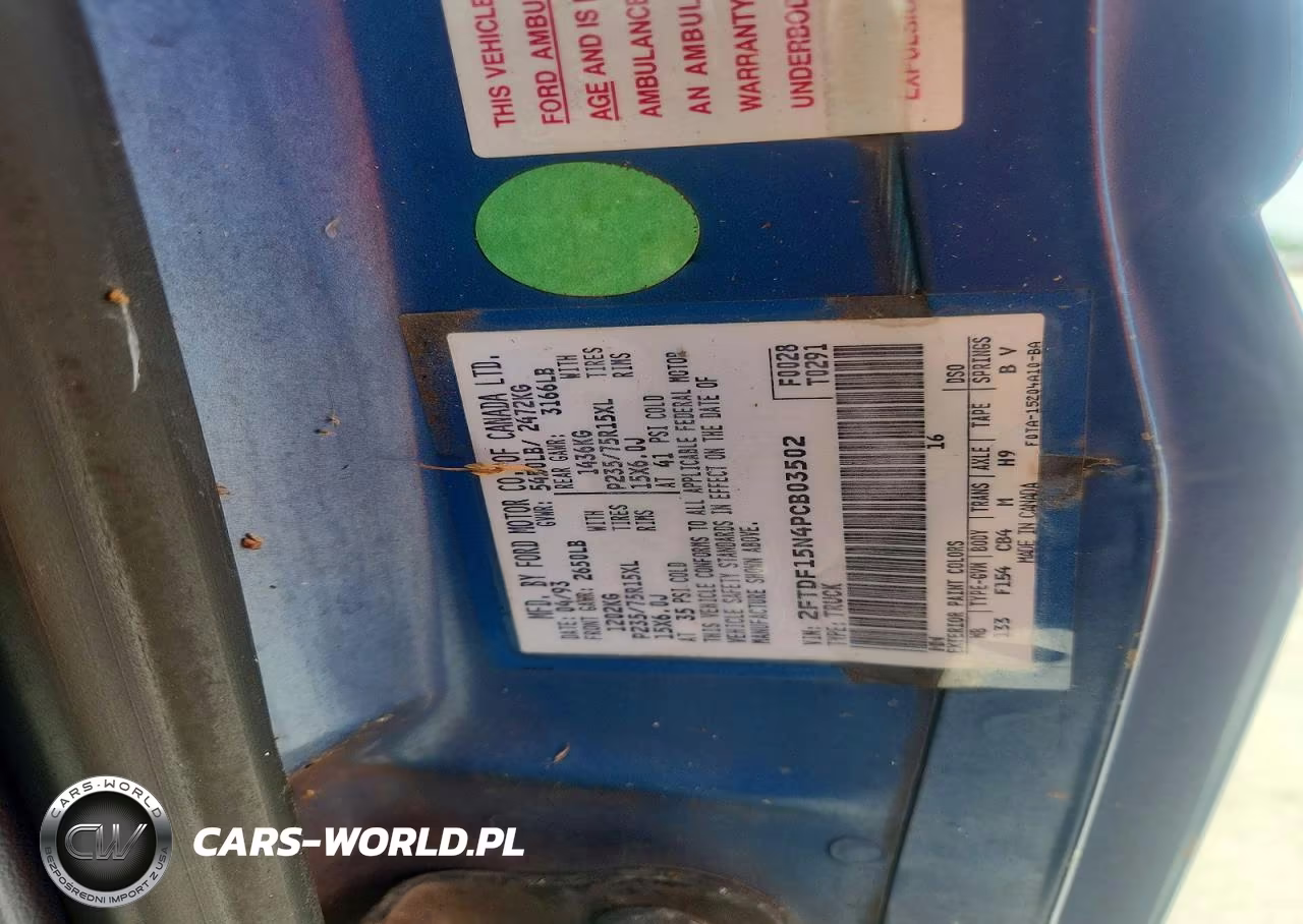 1993 Ford F-150 VIN:2FTDF15N4PCB03502 - 12