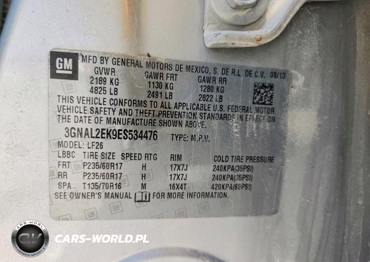 2014 Chevrolet Captiva Ls VIN:3GNAL2EK9ES534476 - 12