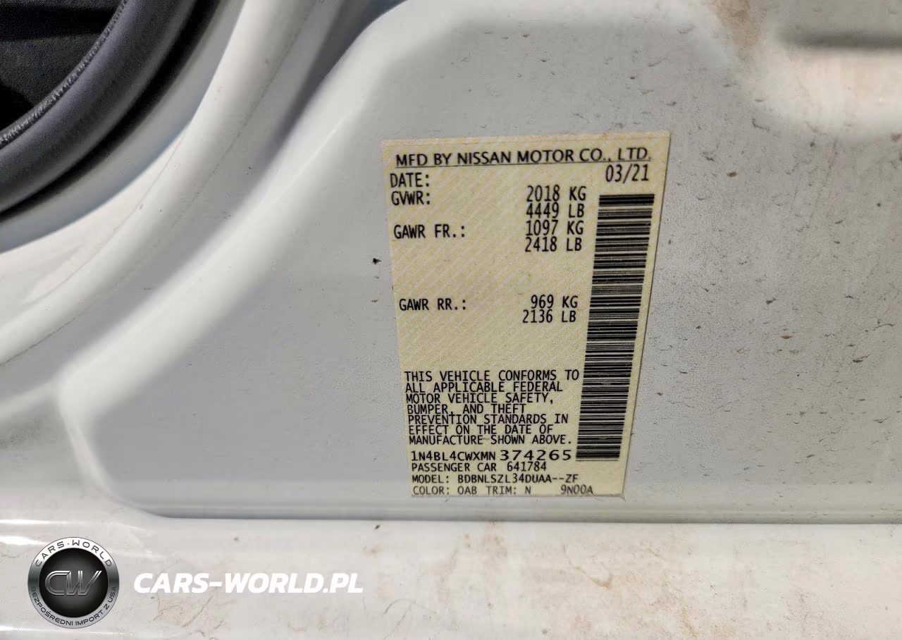 2021 Nissan Altima Sr VIN:1N4BL4CWXMN374265 - 13