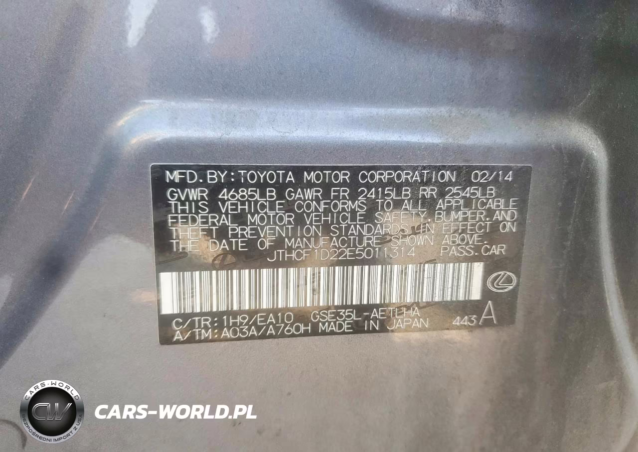2014 Lexus Is 250 VIN:JTHCF1D22E5011314 - 12