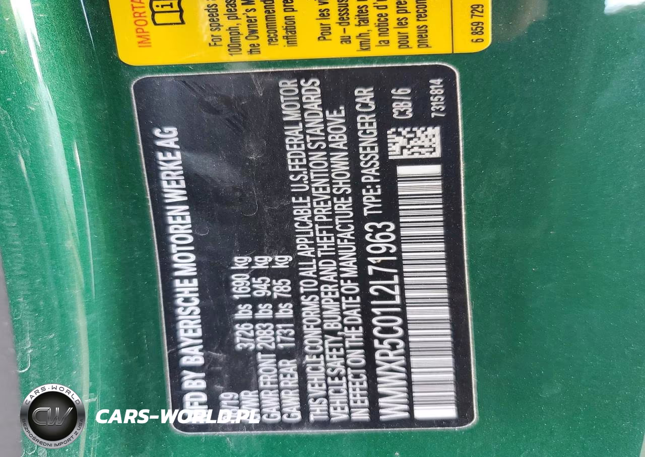 2020 Mini Cooper S VIN:WMWXR5C01L2L71963 - 12