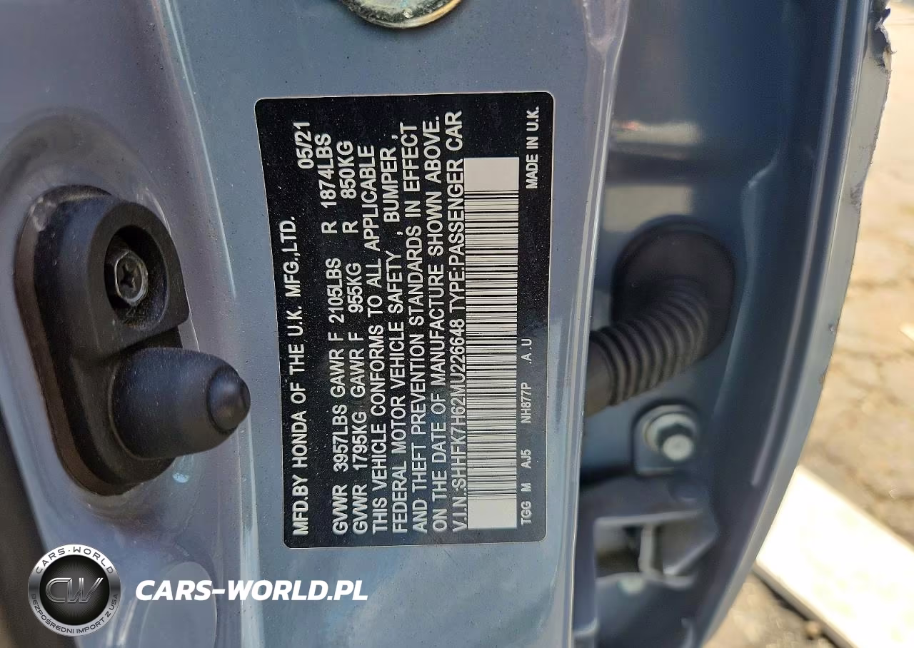 2021 Honda Civic Ex VIN:SHHFK7H62MU226648 - 13