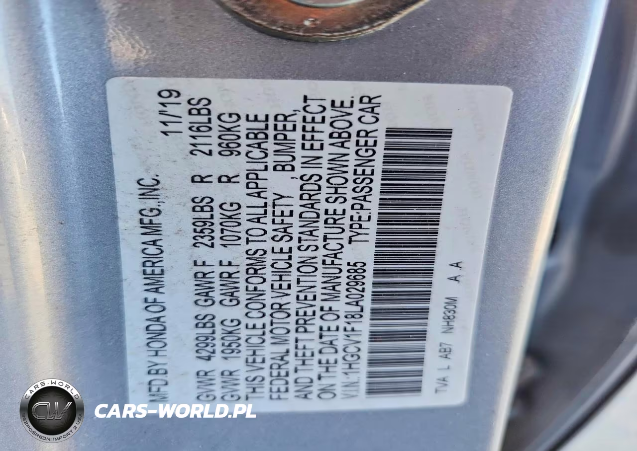2020 Honda Accord Lx VIN:1HGCV1F18LA029685 - 12
