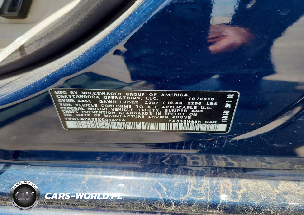 2019 Volkswagen Passat Wolfsburg VIN:1VWLA7A38KC014254 - 13