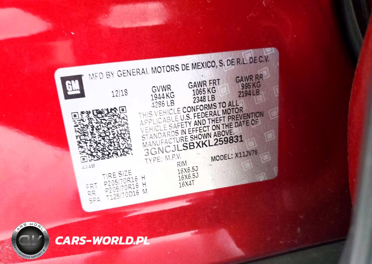 2019 Chevrolet Trax 1Lt VIN:3GNCJLSBXKL259831 - 12