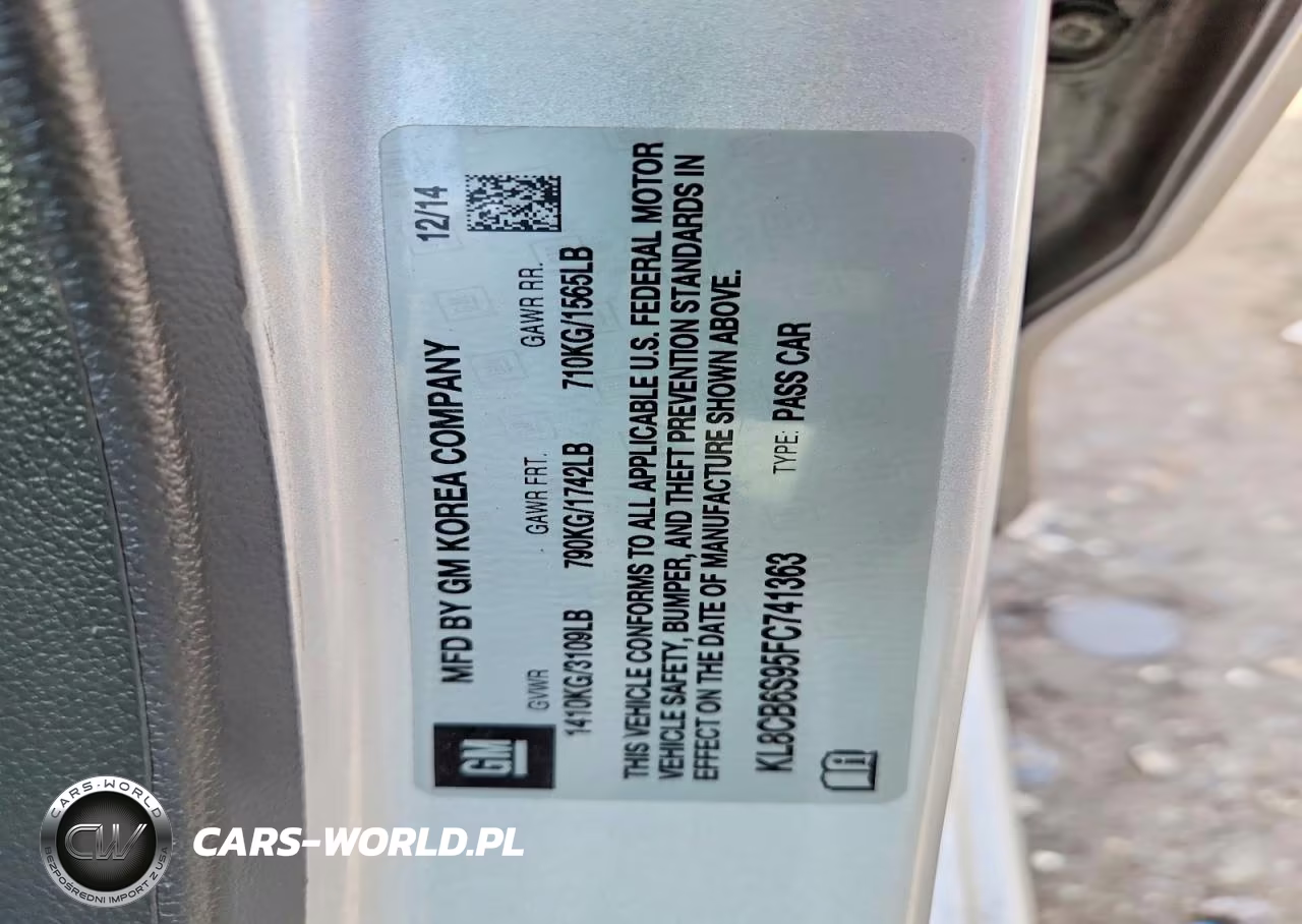 2015 Chevrolet Spark Ls VIN:KL8CB6S95FC741363 - 12