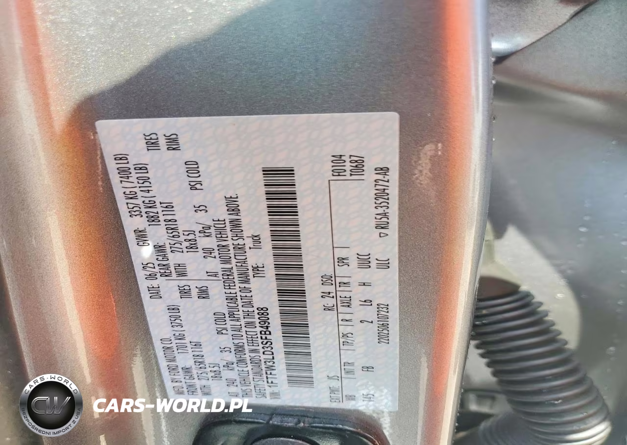 2025 Ford F150 Xlt VIN:1FTFW3LD3SFB49088 - 12