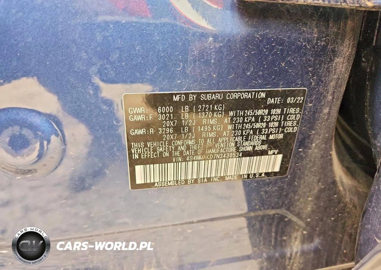2022 Subaru Ascent Limited VIN:4S4WMAKD7N3430534 - 14