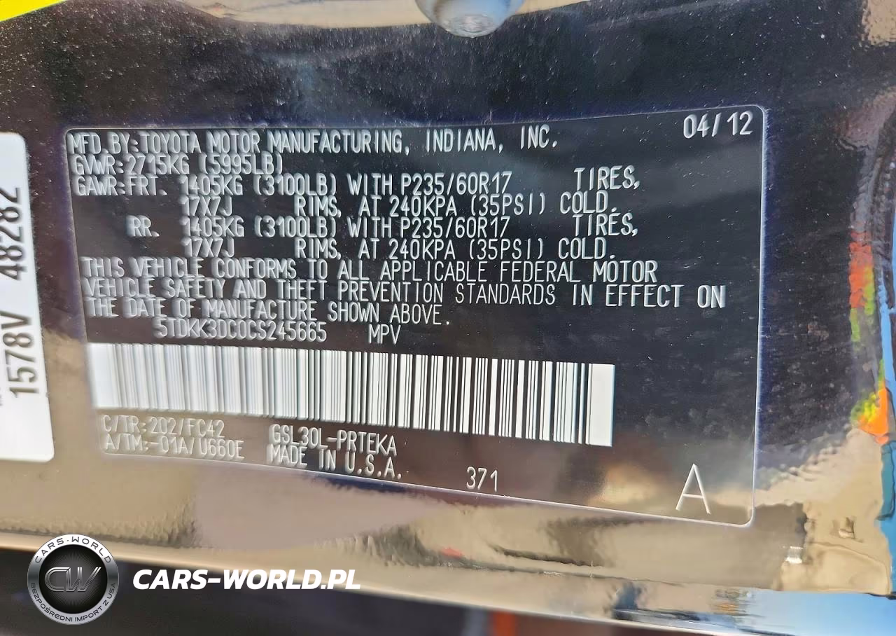 2012 Toyota Sienna Le VIN:5TDKK3DC0CS245665 - 13