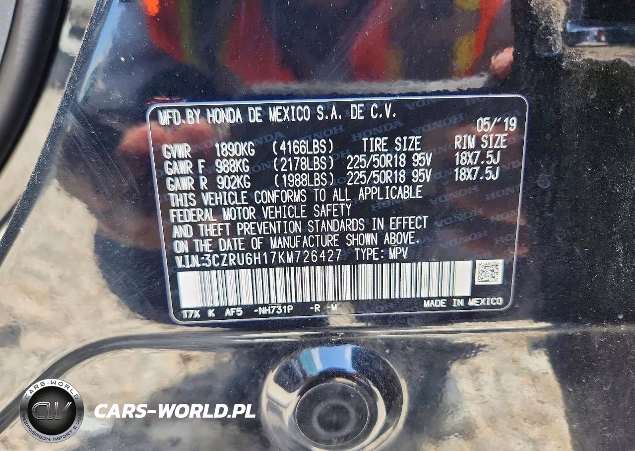 2019 Honda Hr-V Sport VIN:3CZRU6H17KM726427 - 13