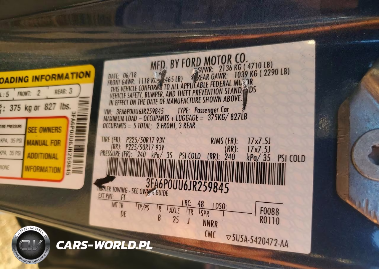 2018 Ford Fusion S Hybrid VIN:3FA6P0UU6JR259845 - 12