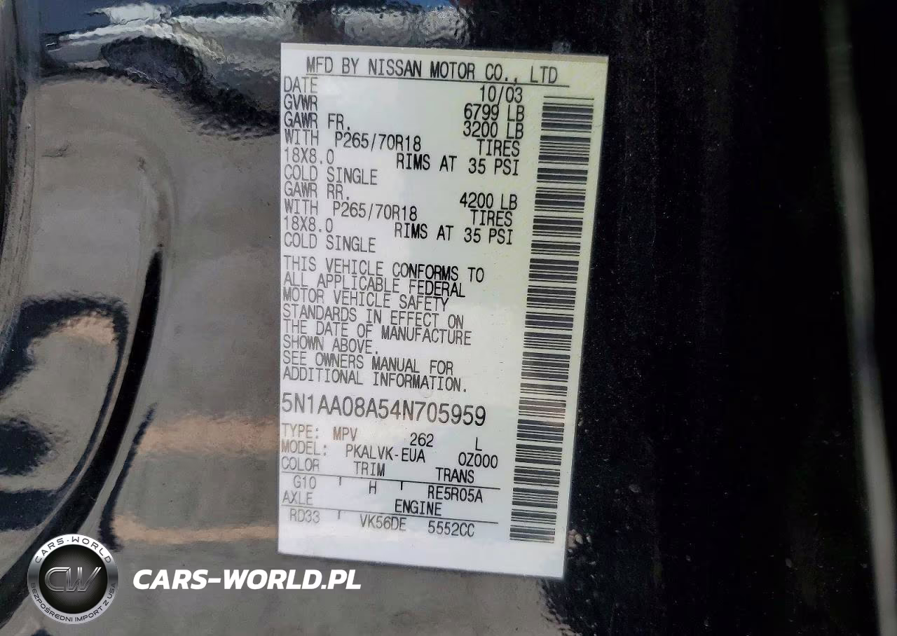 2004 Nissan Armada Se-Le VIN:5N1AA08A54N705959 - 14