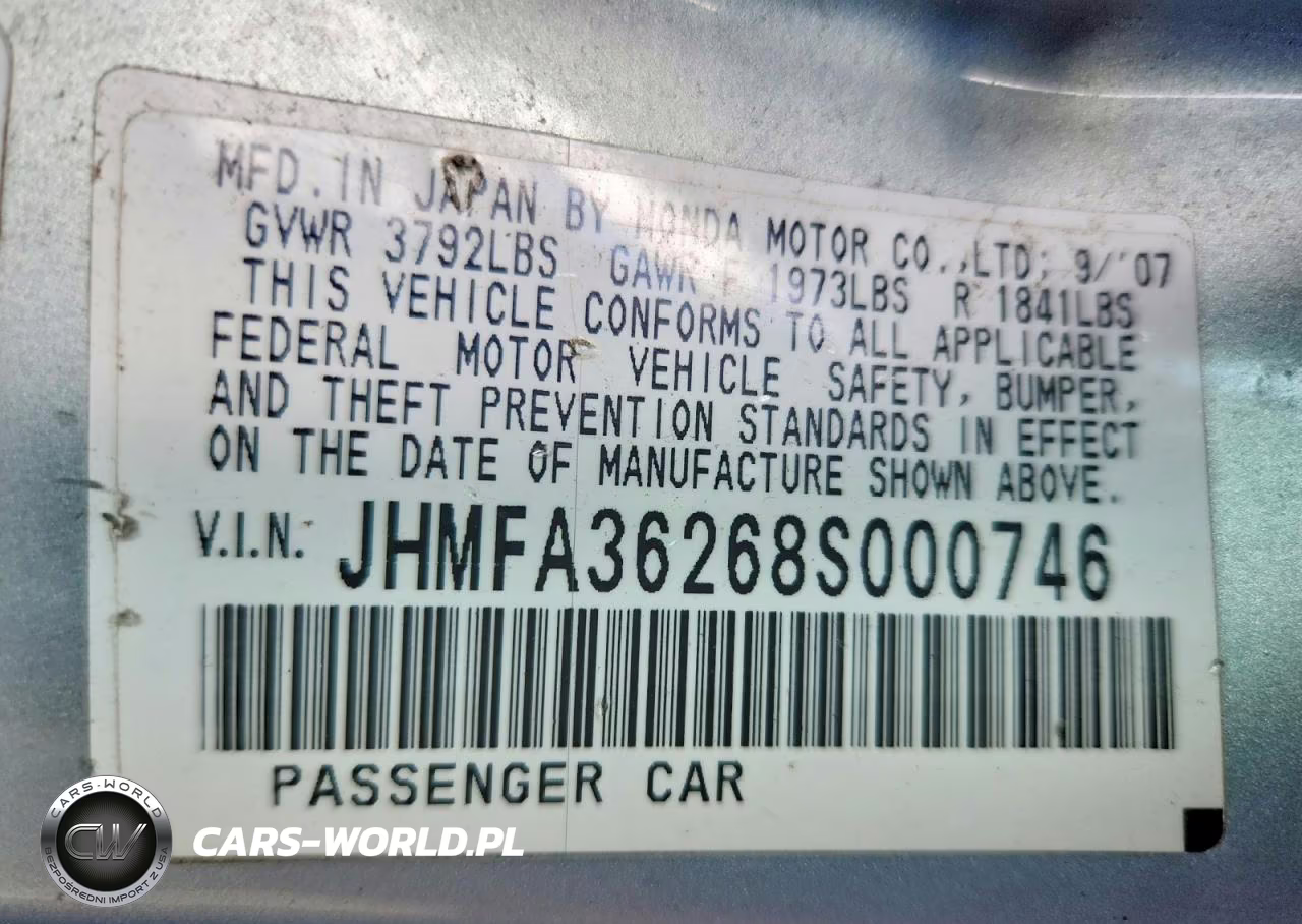 2008 Honda Civic Hybrid VIN:JHMFA36268S000746 - 12