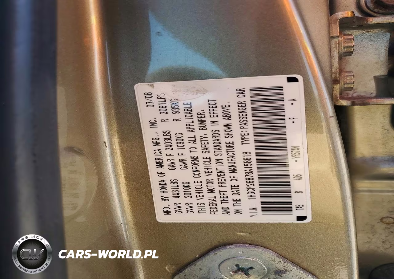 2008 Honda Accord Exl VIN:1HGCP26878A158618 - 12