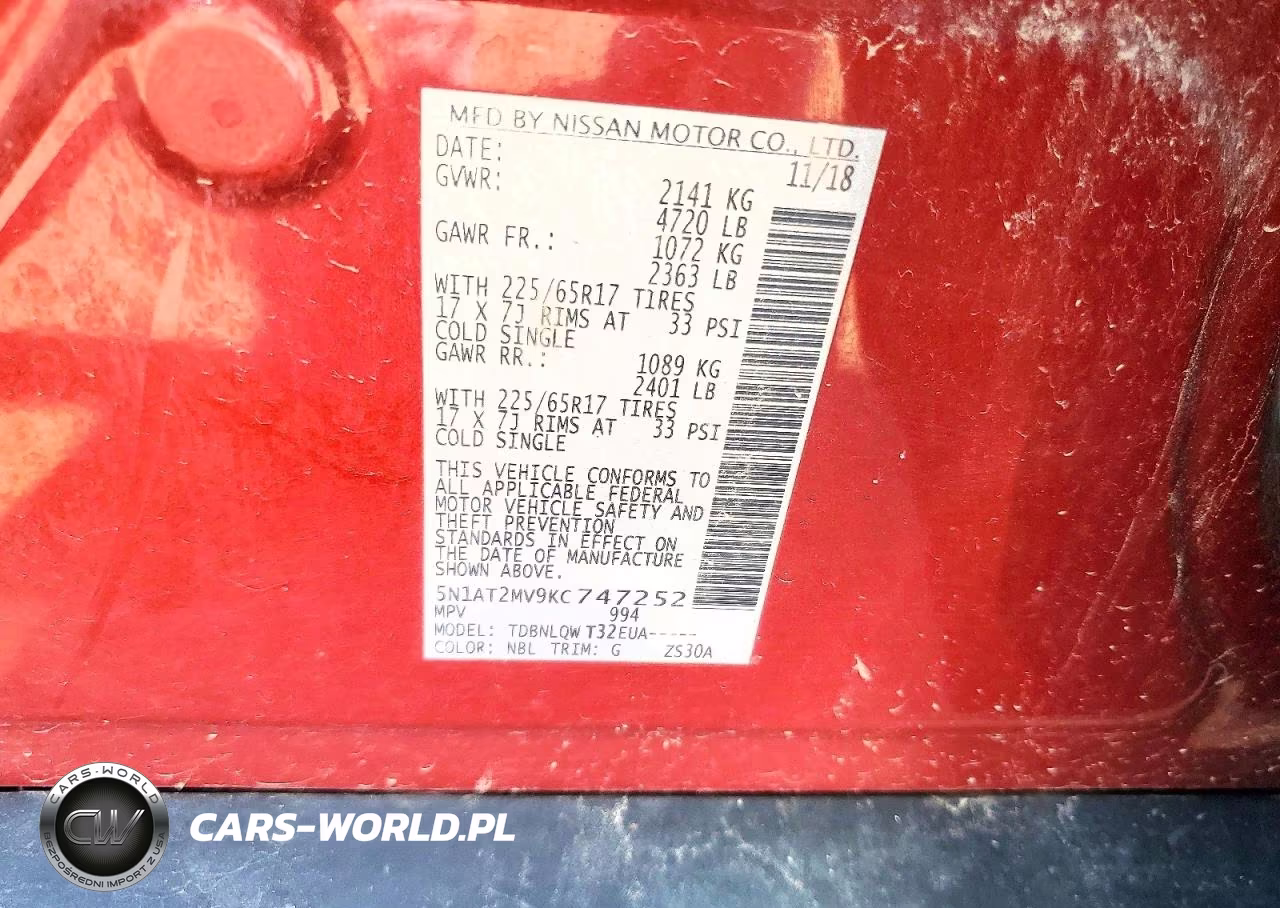 2019 Nissan Rogue Sv VIN:5N1AT2MV9KC747252 - 13