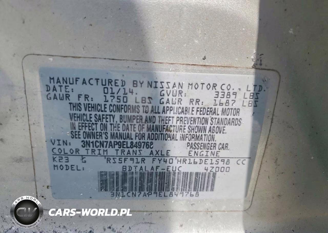 2014 Nissan Versa 1.6 S VIN:3N1CN7AP9EL849768 - 13