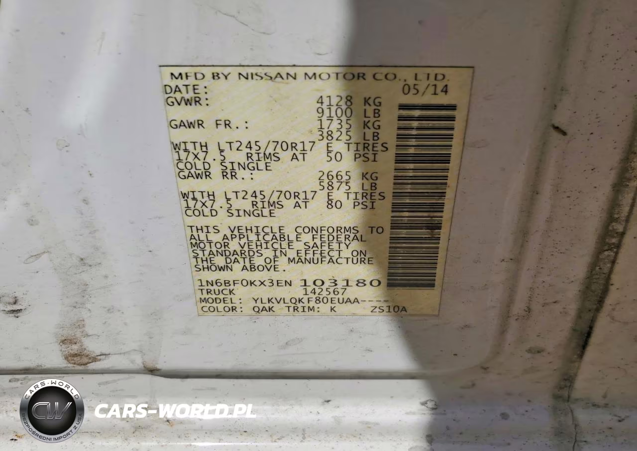 2014 Nissan Nv 2500 Hd S VIN:1N6BF0KX3EN103180 - 13