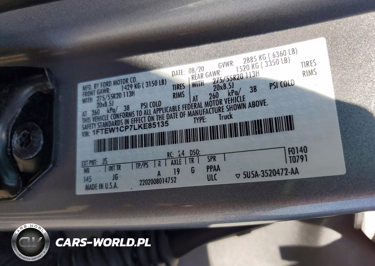2020 Ford F150 Supercrew VIN:1FTEW1CP7LKE85135 - 12