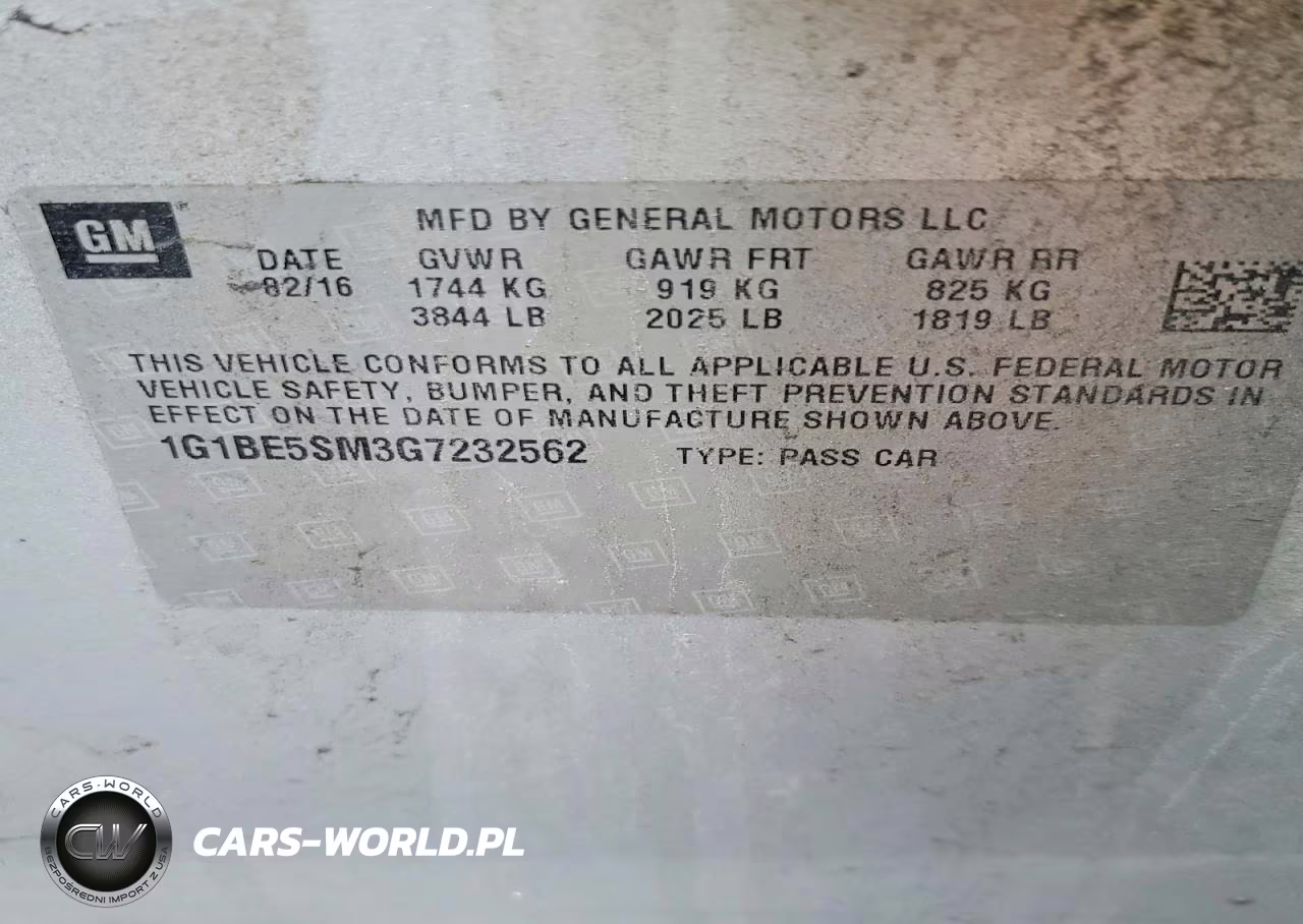 2016 Chevrolet Cruze Lt VIN:1G1BE5SM3G7232562 - 13