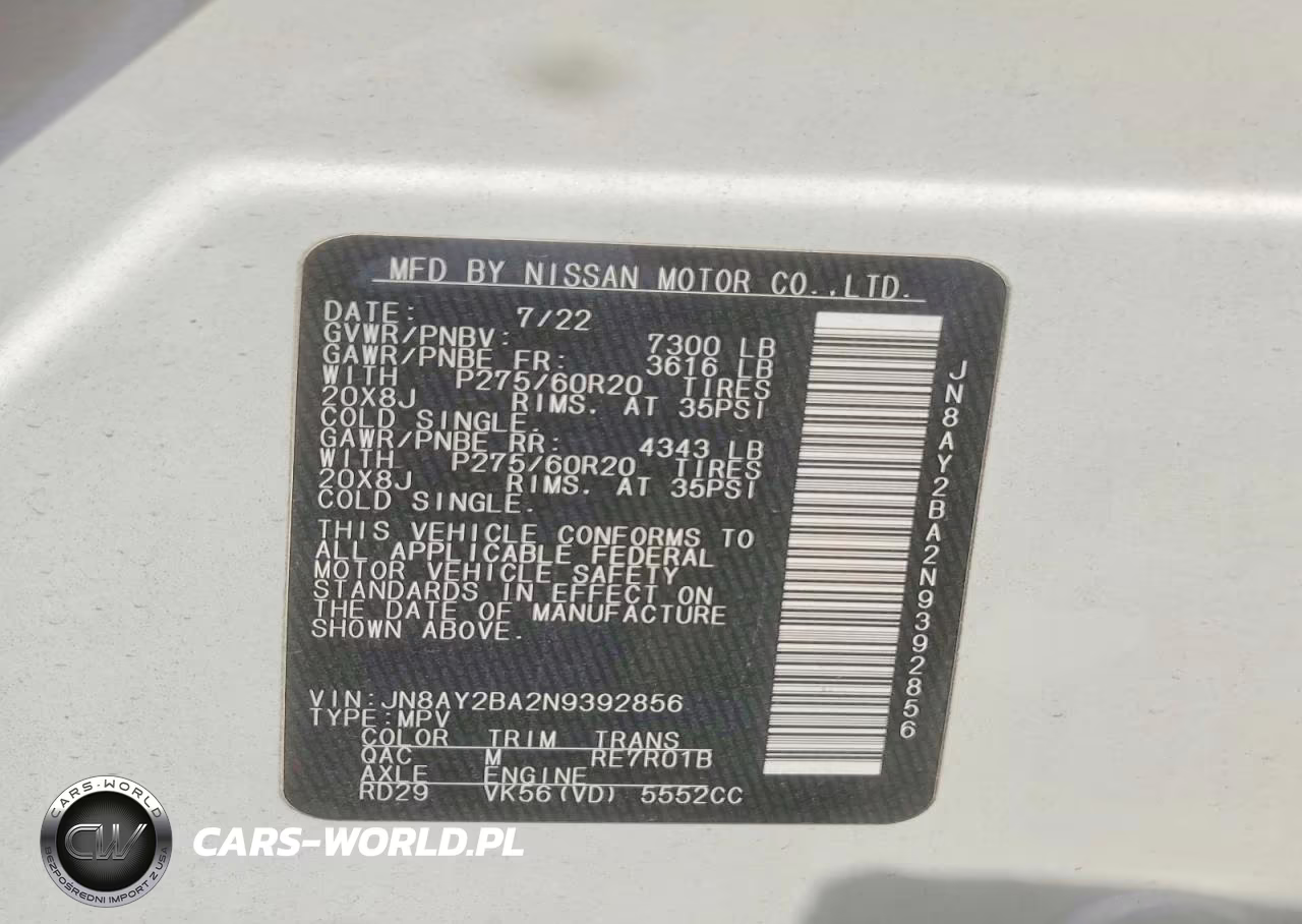 2022 Nissan Armada Sl VIN:JN8AY2BA2N9392856 - 13