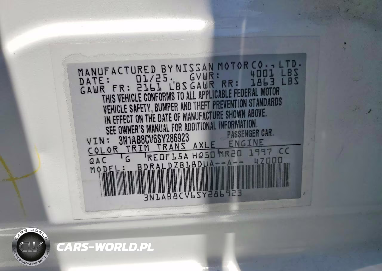 2025 Nissan Sentra Sv VIN:3N1AB8CV6SY286923 - 12