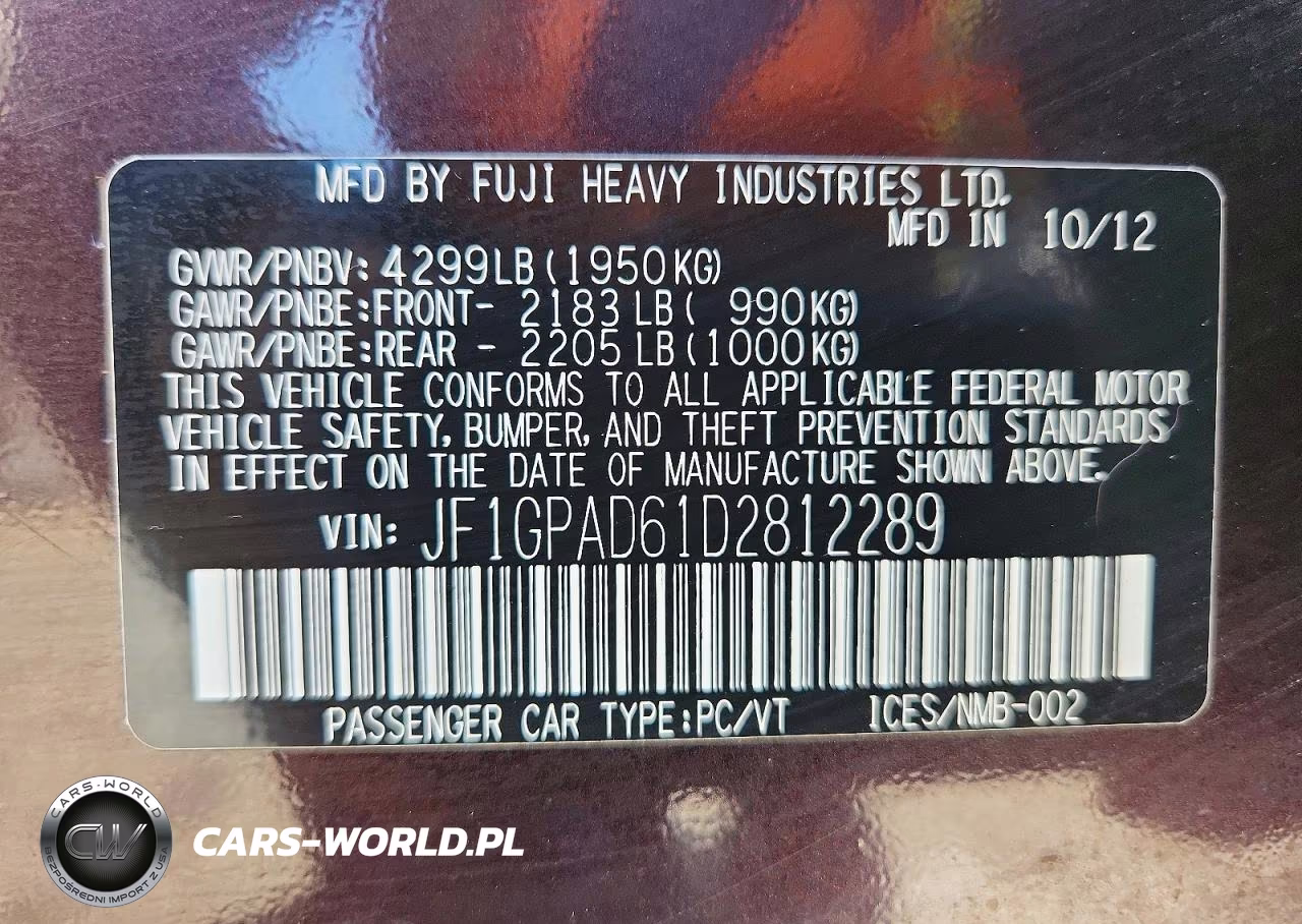 2013 Subaru Impreza Premium VIN:JF1GPAD61D2812289 - 13