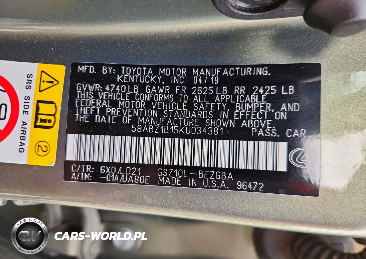 2019 Lexus Es 350 VIN:58ABZ1B15KU034381 - 12