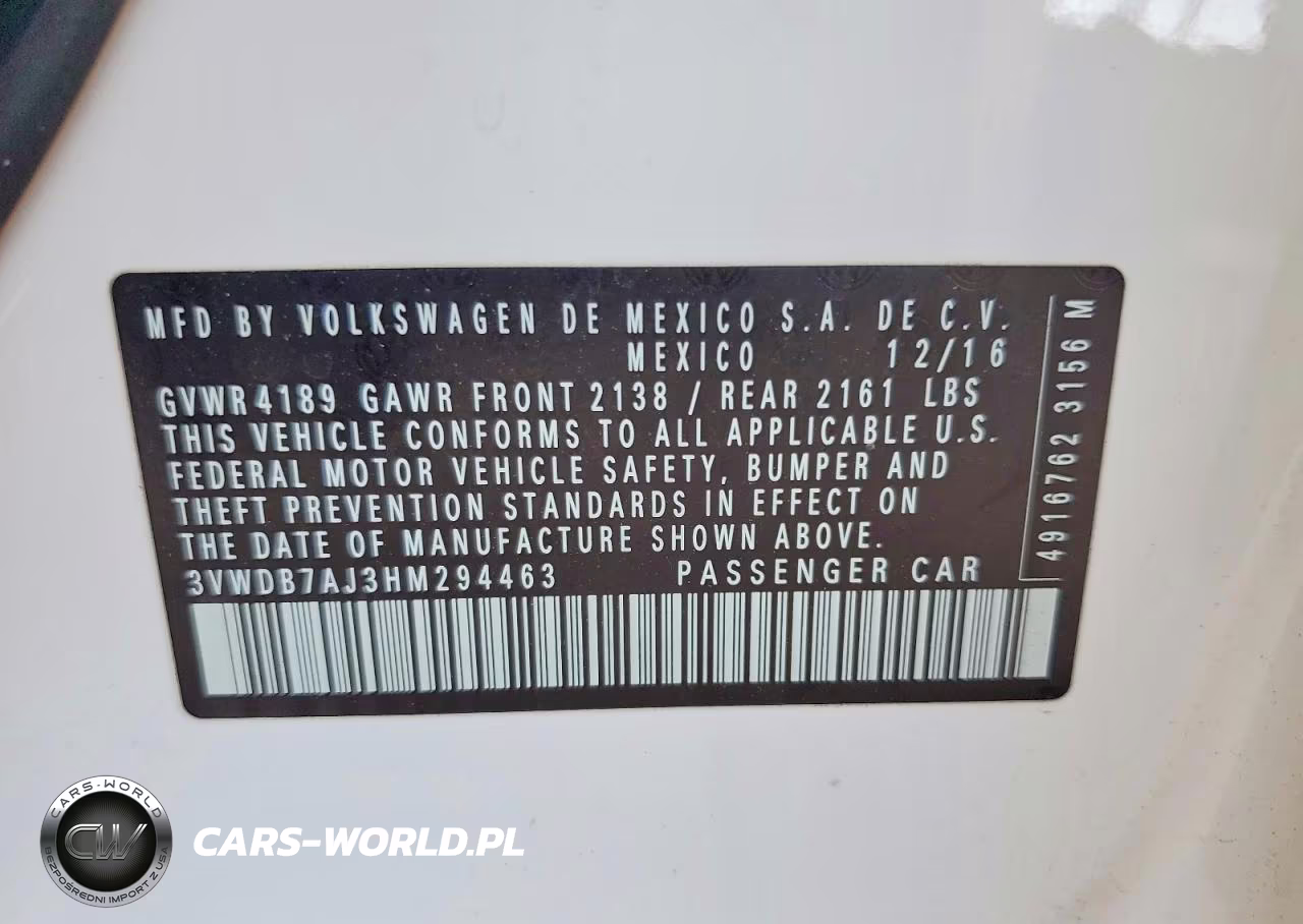 2017 Volkswagen Jetta Se VIN:3VWDB7AJ3HM294463 - 13