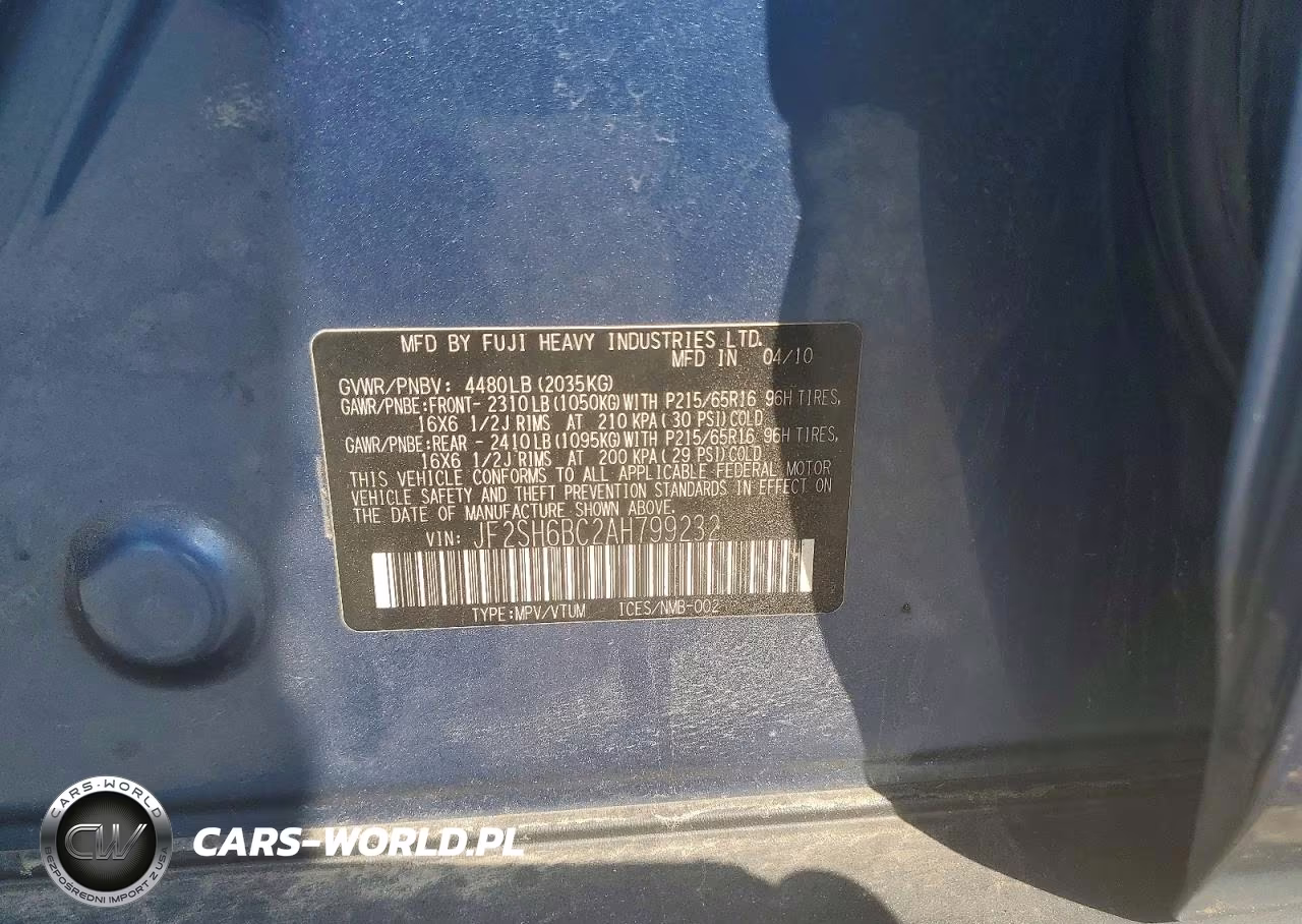 2010 Subaru Forester Xs VIN:JF2SH6BC2AH799232 - 13