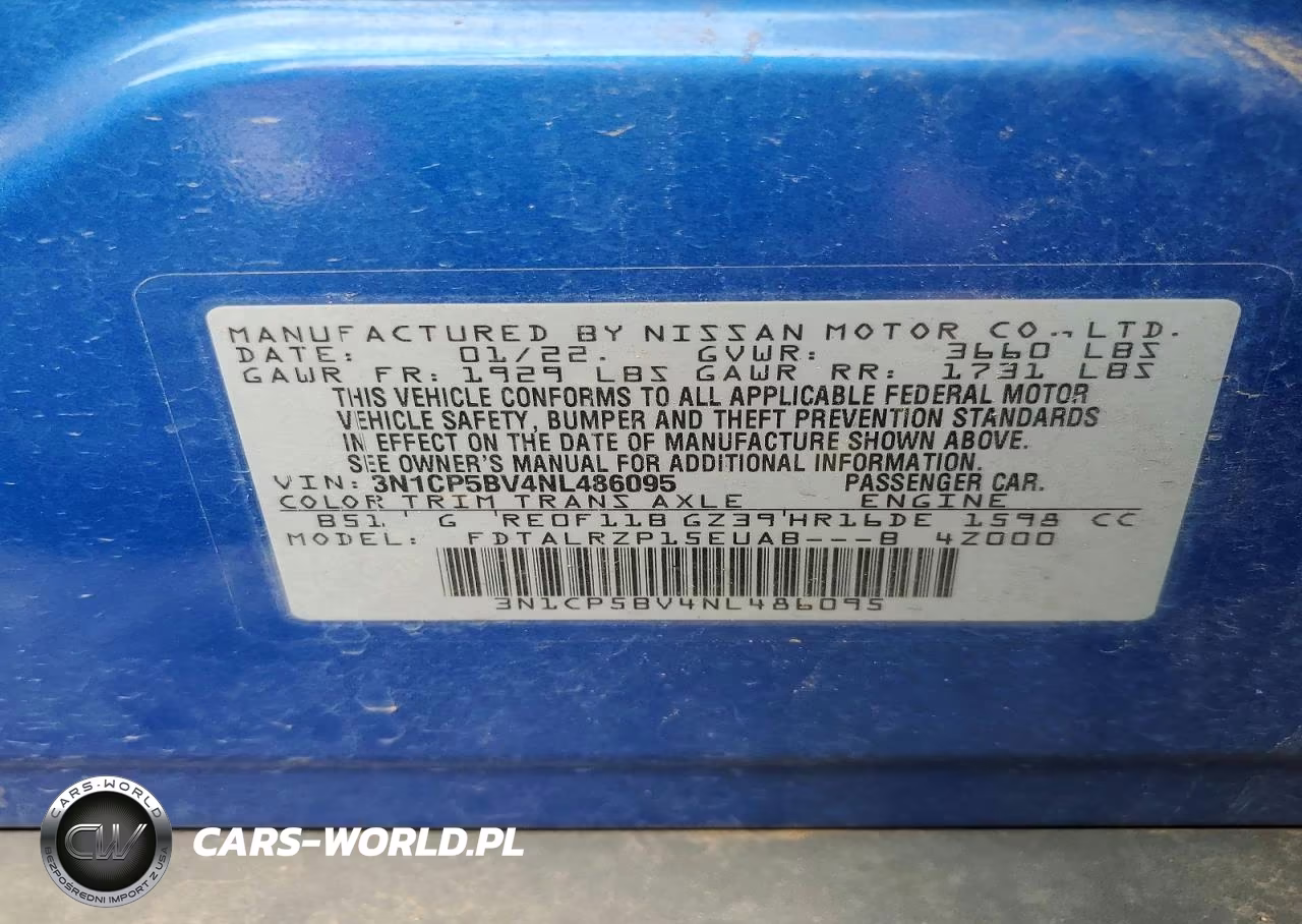 2022 Nissan Kicks S VIN:3N1CP5BV4NL486095 - 12