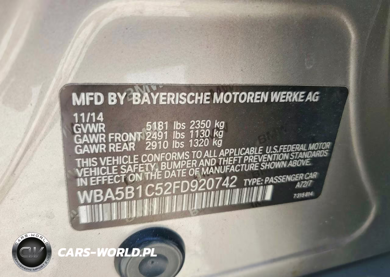 2015 BMW 535 I VIN:WBA5B1C52FD920742 - 12