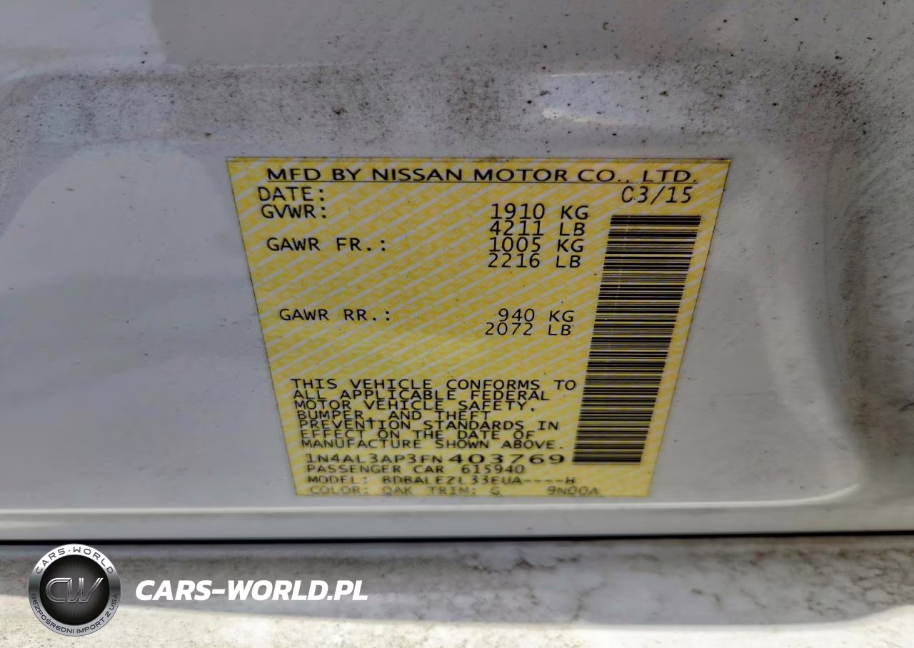2015 Nissan Altima 2.5 S VIN:1N4AL3AP3FN403769 - 12