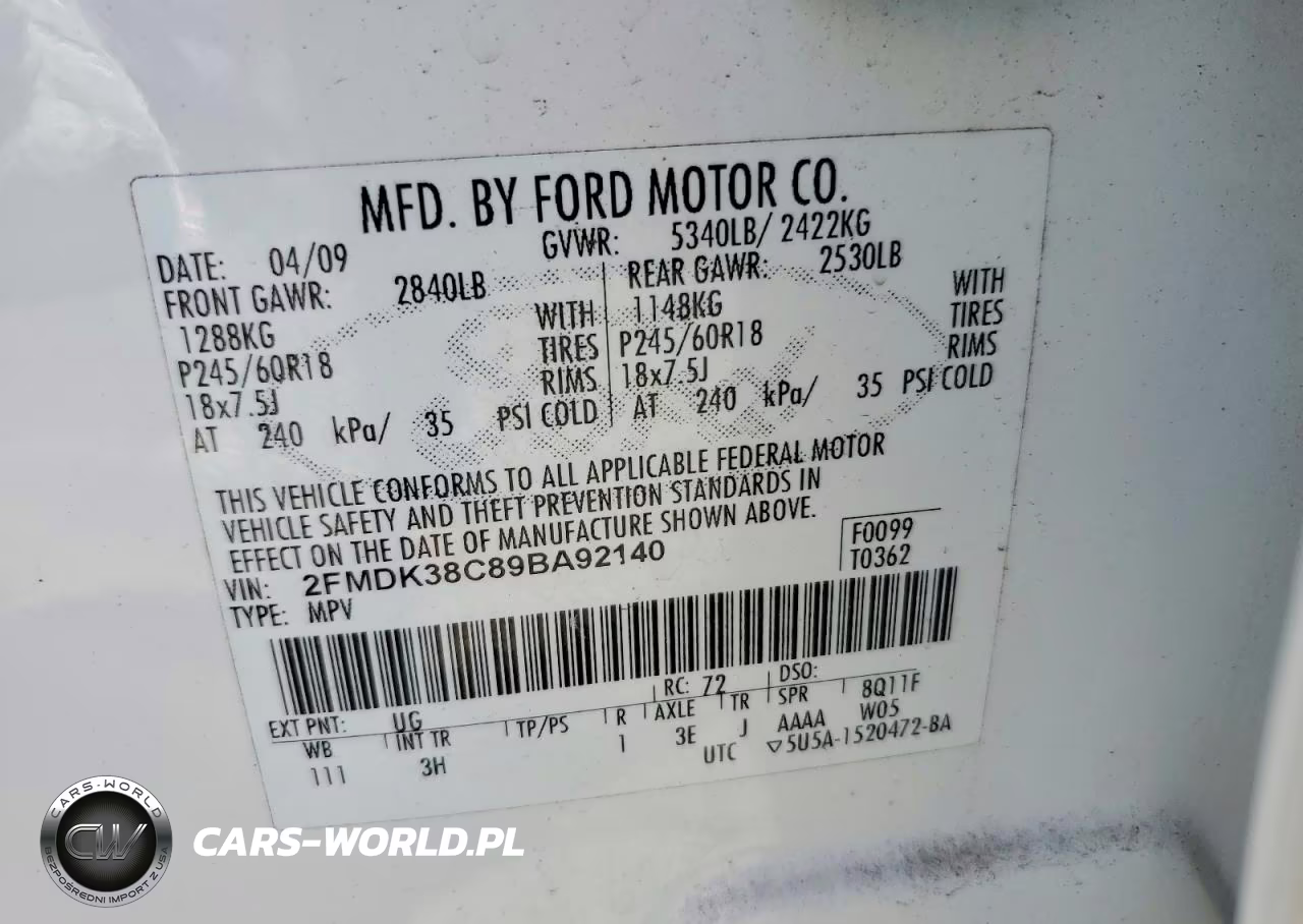 2009 Ford Edge Sel VIN:2FMDK38C89BA92140 - 13
