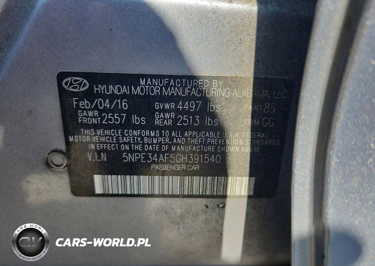 2016 Hyundai Sonata Sport VIN:5NPE34AF5GH391540 - 12