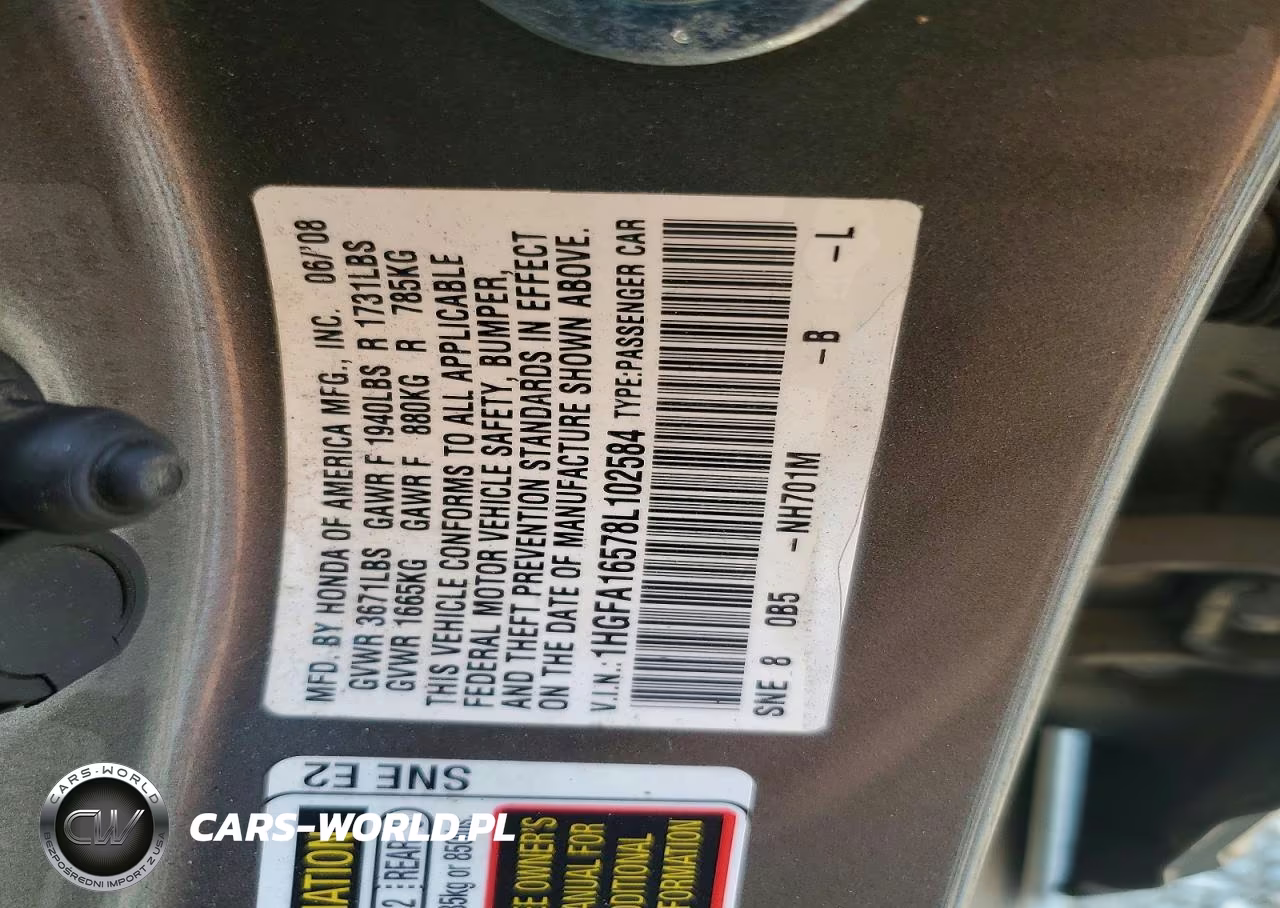 2008 Honda Civic Lx VIN:1HGFA16578L102584 - 13