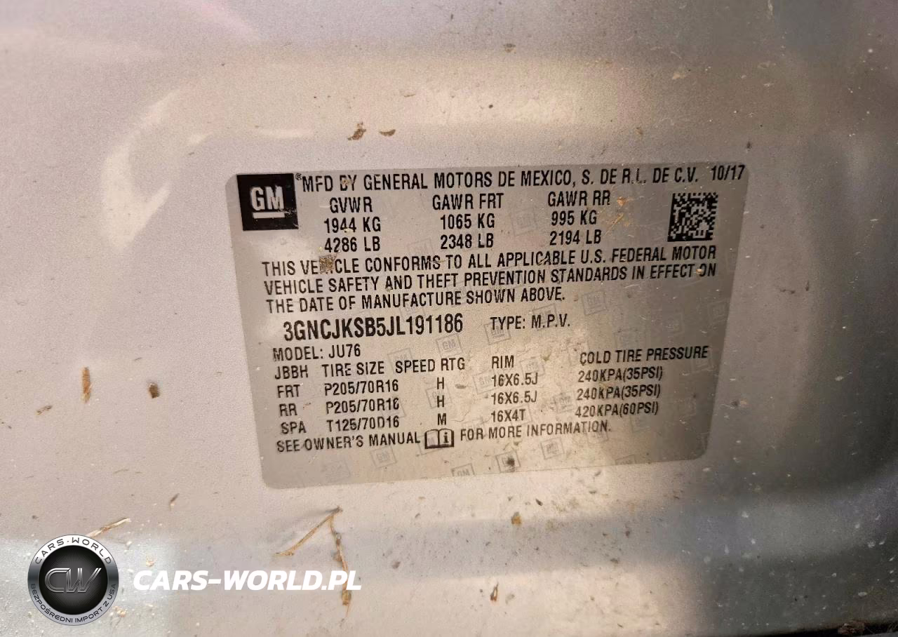 2018 Chevrolet Trax Ls VIN:3GNCJKSB5JL191186 - 13
