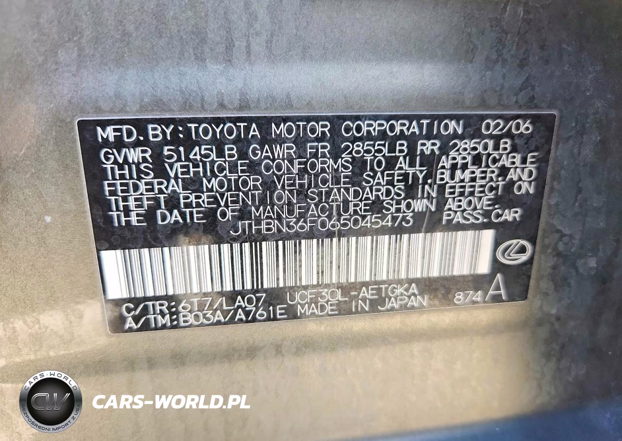 2006 Lexus Ls 430 VIN:JTHBN36F065045473 - 12