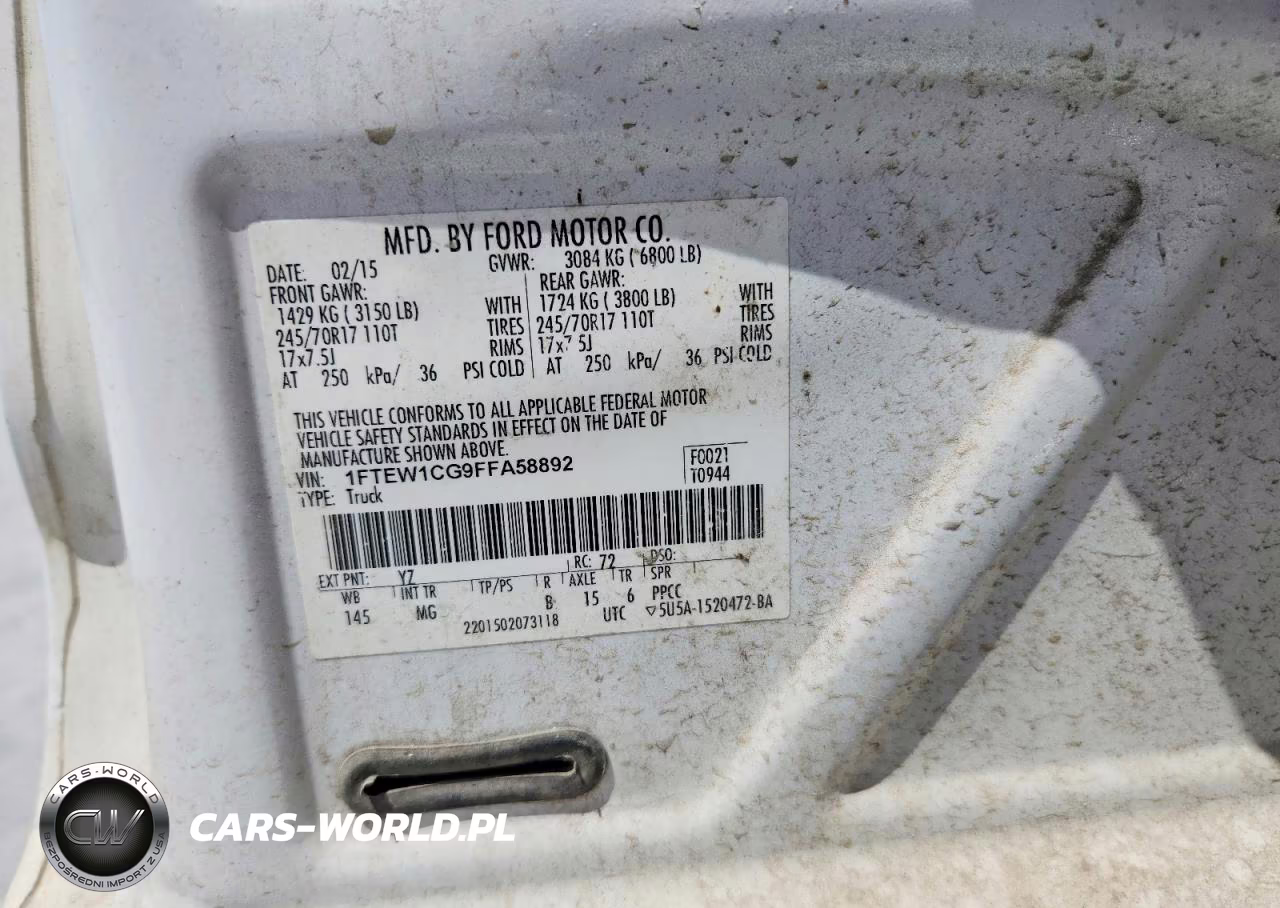 2015 Ford F150 Supercrew VIN:1FTEW1CG9FFA58892 - 12