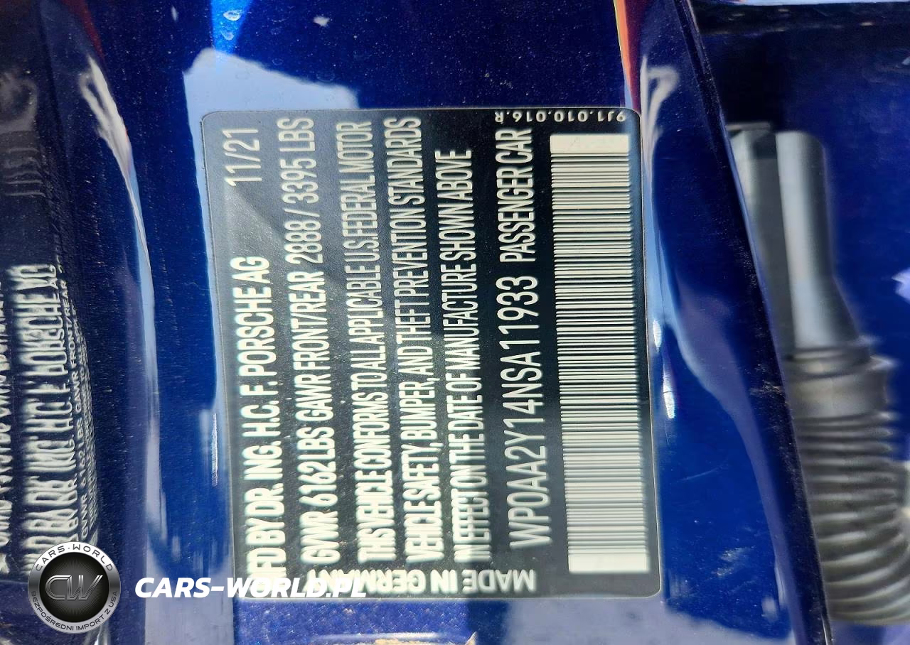 2022 Porsche Taycan VIN:WP0AA2Y14NSA11933 - 13