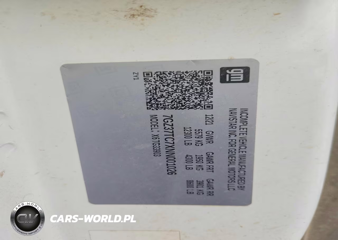 2022 GMC Savana Cutaway G3500 VIN:7GZ37TC7XNN001026 - 13
