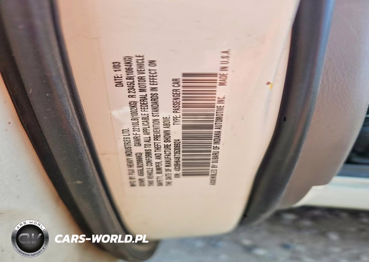 2003 Subaru Legacy Gt VIN:4S3BH646735308924 - 12