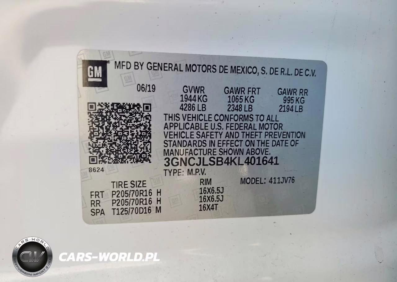 2019 Chevrolet Trax 1Lt VIN:3GNCJLSB4KL401641 - 13