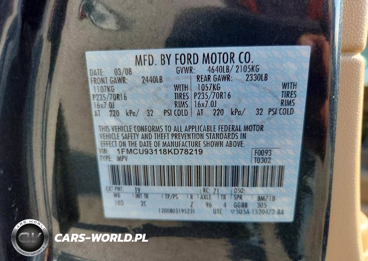 2008 Ford Escape Xlt VIN:1FMCU93118KD78219 - 13