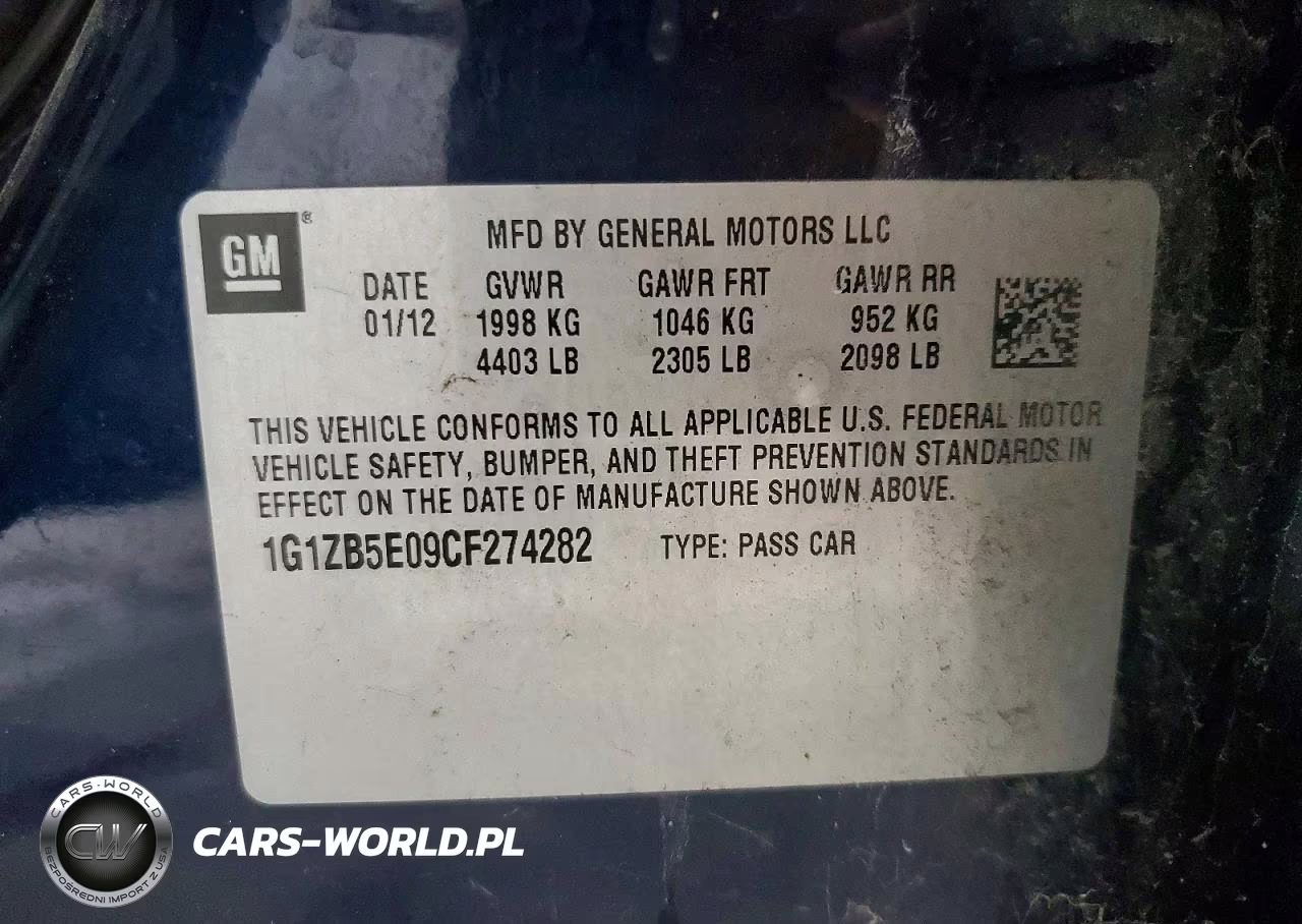 2012 Chevrolet Malibu Ls VIN:1G1ZB5E09CF274282 - 12