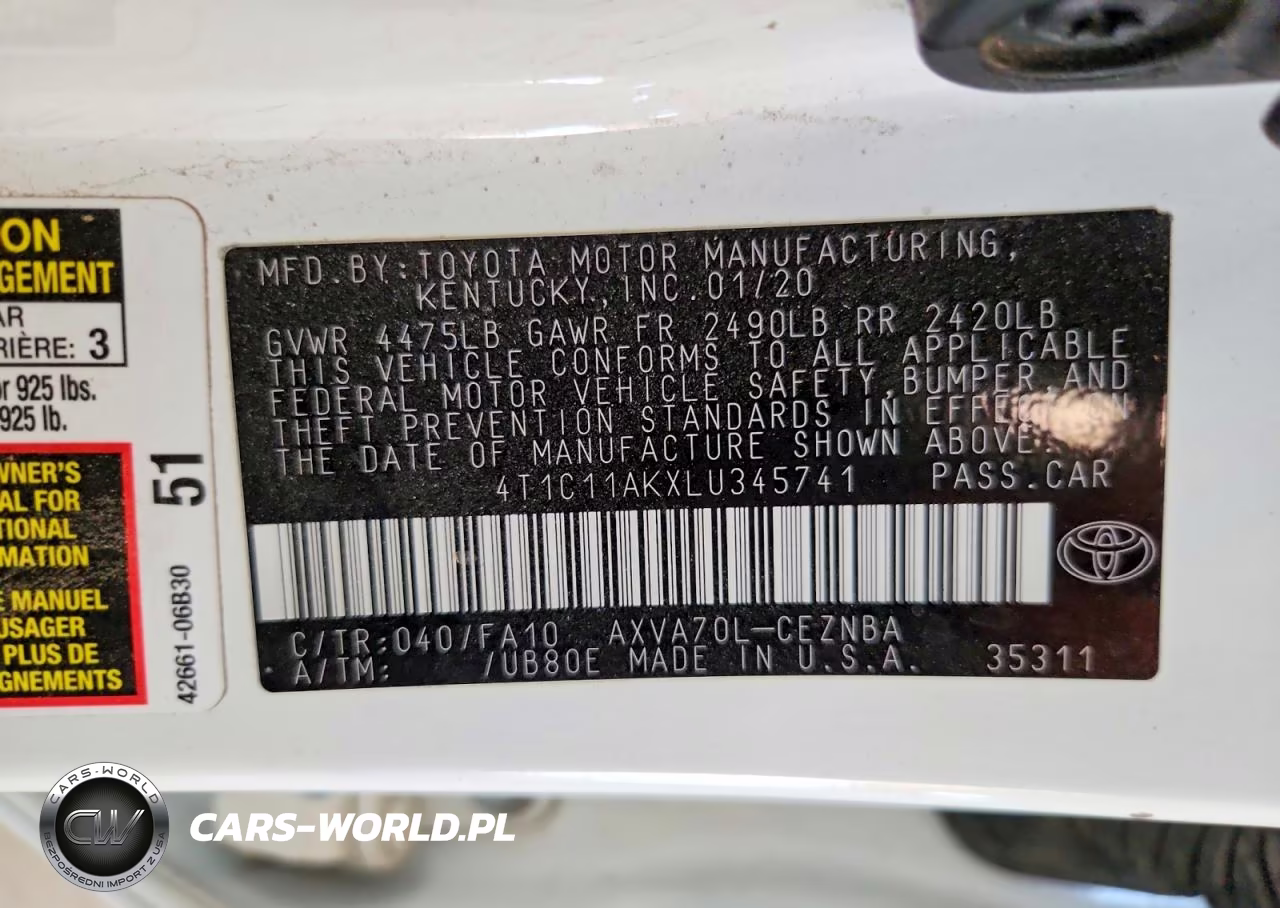 2020 Toyota Camry Le VIN:4T1C11AKXLU345741 - 12