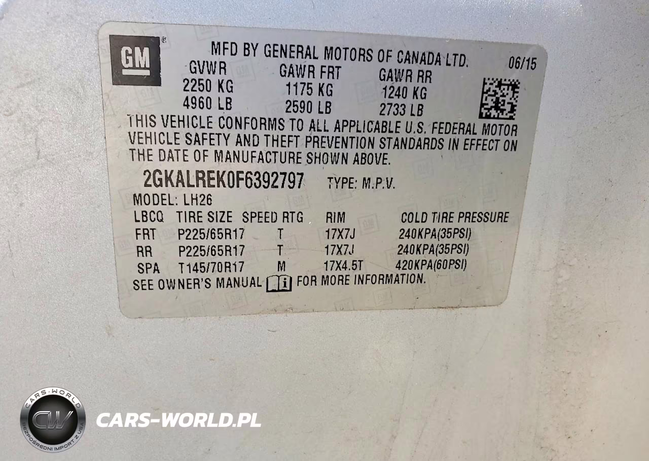 2015 GMC Terrain Sle VIN:2GKALREK0F6392797 - 12