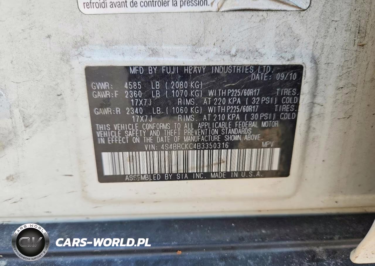 2011 Subaru Outback 2.5I Limited VIN:4S4BRCKC4B3350316 - 13