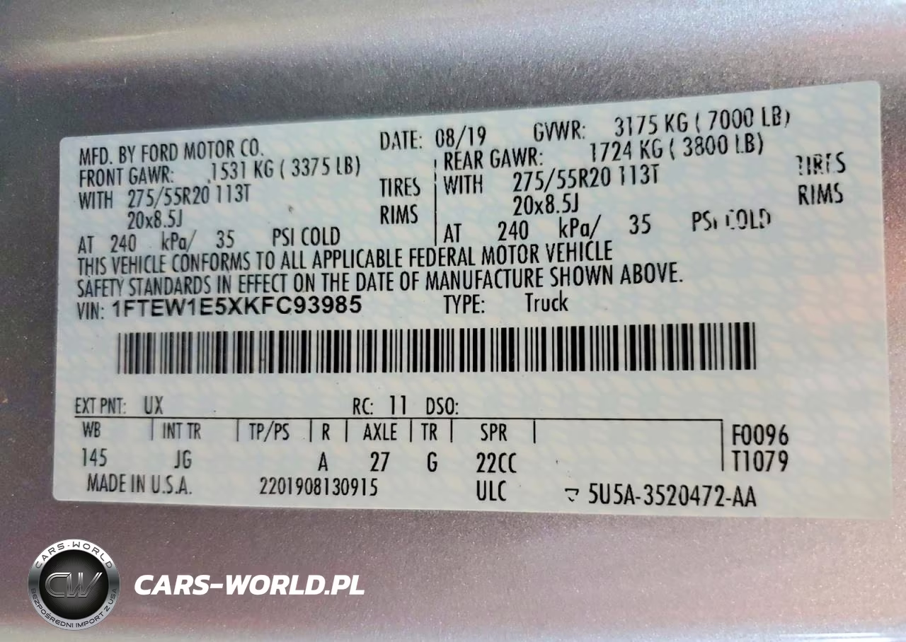 2019 Ford F150 Supercrew VIN:1FTEW1E5XKFC93985 - 12