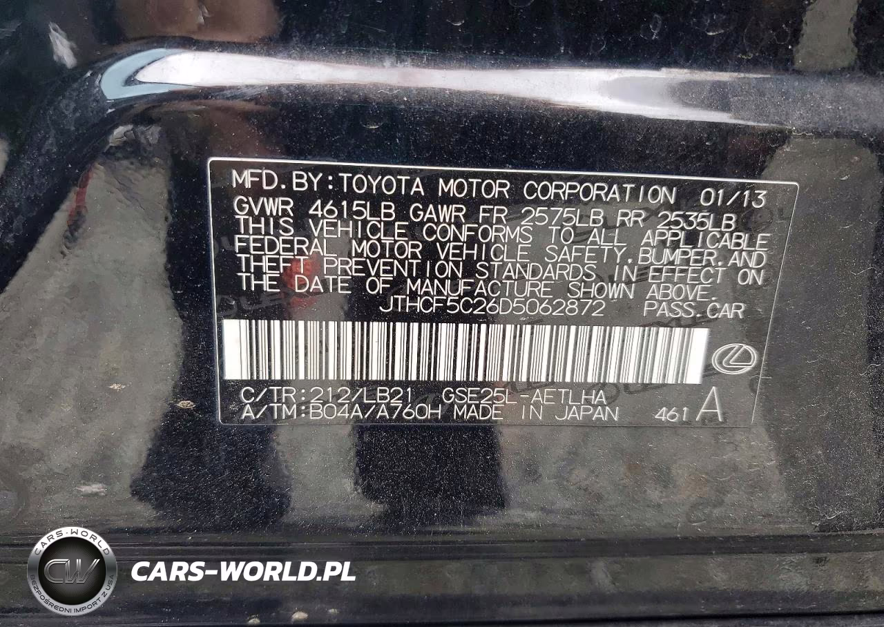 2013 Lexus Is 250 VIN:JTHCF5C26D5062872 - 12